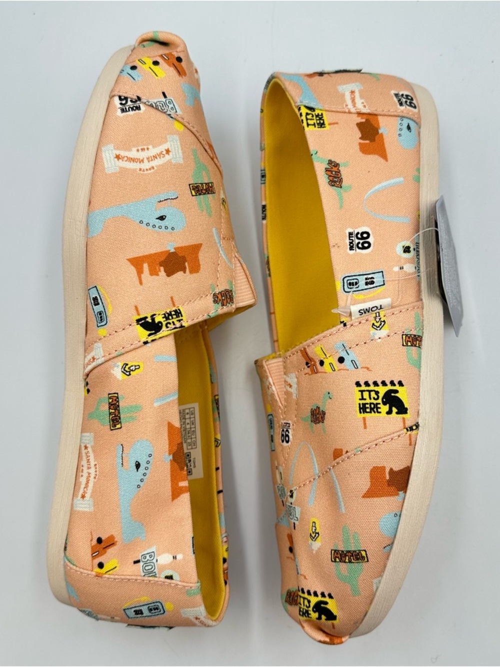 NEW Toms Route 66 Pink Slip on Printed Womens 6 Alpargata Ltwt Cloudbound Sole - Picture 11 of 12